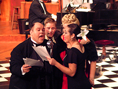 Students performing in UWF Theatres production of 1940s Radio Hour