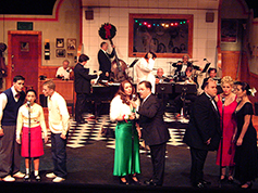Students performing in UWF Theatres production of 1940s Radio Hour
