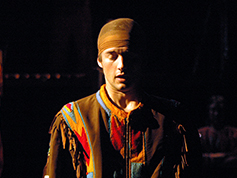A student acting in UWF Theatres production of Indians