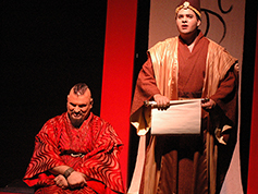 Students performing in UWF Theatres production of Rashomon