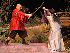 Students performing in UWF Theatres production of Rashomon