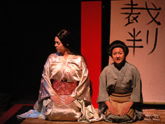 Students performing in UWF Theatres production of Rashomon