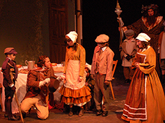 Students performing in UWF Theatres production of A Christmas Carol