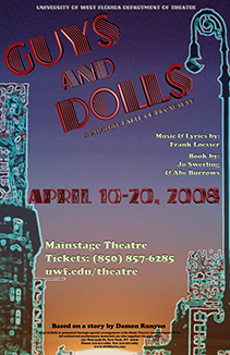 Poster for Guys and Dolls by UWF Theatre