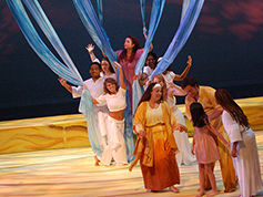 Students performing in UWF Theatres production of Once on this Island