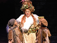 A student performing in UWF Theatres production of A Christmas Carol