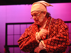 A student performing in UWF Theatres production of A Christmas Carol