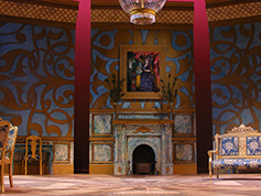 The set of UWF Theatres production of The Learned Ladies