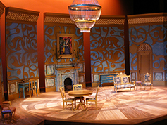 The set of UWF Theatres production of The Learned Ladies