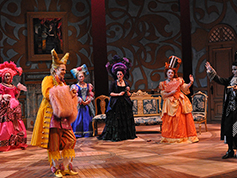 Students performing in UWF Theatres production of The Learned Ladies