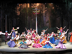 Students performing in UWF Theatres production of Brigadoon