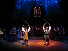 Students performing in UWF Theatres production of Brigadoon