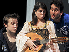 Students performing in UWF Theatres production of Rosencrantz and Guildenstern Are Dead