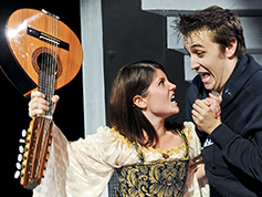 Students performing in UWF Theatres production of Rosencrantz and Guildenstern Are Dead
