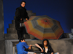 Students performing in UWF Theatres production of Rosencrantz and Guildenstern Are Dead
