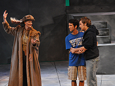 Students performing in UWF Theatres production of Rosencrantz and Guildenstern Are Dead