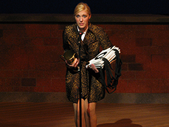 A student performing in UWF Theatres production of The 25th Annual Putnam County Spelling Bee