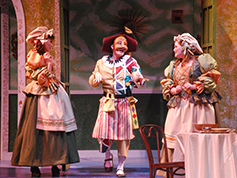 Students performing in UWF Theatres production of The Servant of Two Masters