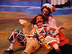Students performing in UWF Theatres production of The Servant of Two Masters