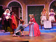 Students performing in UWF Theatres production of The Servant of Two Masters
