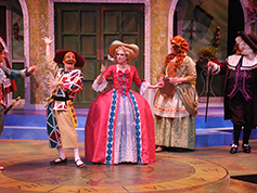 Students performing in UWF Theatres production of The Servant of Two Masters