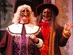 Students performing in UWF Theatres production of The Servant of Two Masters