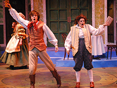 Students performing in UWF Theatres production of The Servant of Two Masters