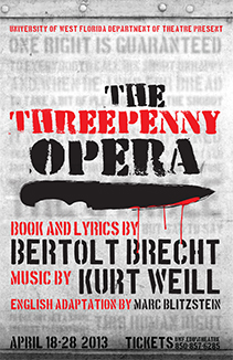 Poster for The Threepenny Opera by UWF Theatre