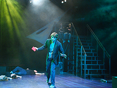 A student performing in UWF Theatres production of Pericles