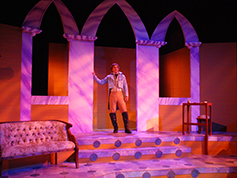 A student performing in UWF Theatres production of Illyria