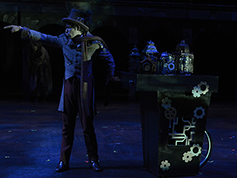 A student performing in UWF Theatres production of A Christmas Carol