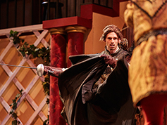 A student performing in UWF Theatres production of Romeo and Juliet