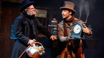 Scrooge and Mr. Marvel with steam clock