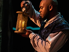 A student performing in UWF Theatres production of Othello