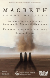 Three Figures stand in front of dust cloud with performance details in text above