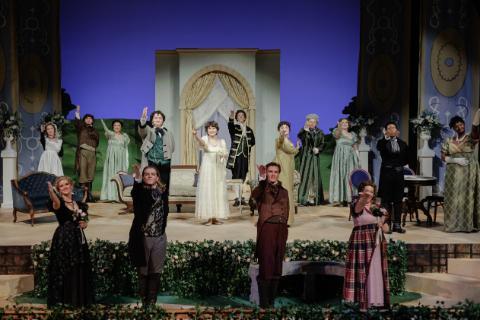 Students performing in the UWF production of Emma