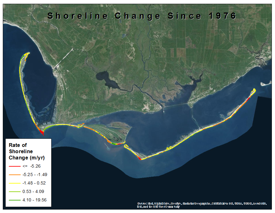 updated version of shoreline change map