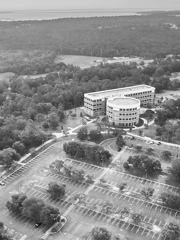 An aerial photo of the UWF main campus