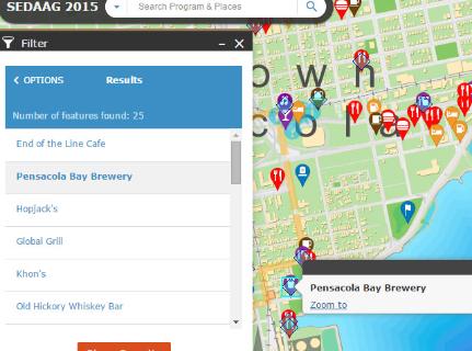 Screenshot of SEDAAG map highlighting the menu