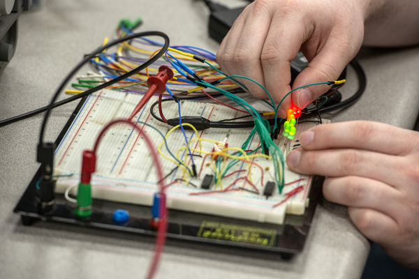 close up of electrical circuit board