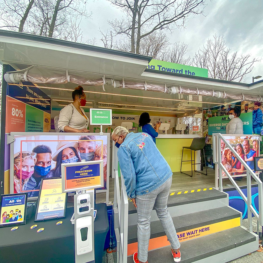 All of Us Journey mobile lab with students and NIH employees