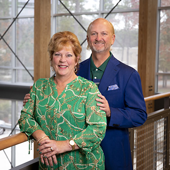 Stephen and Mona Wright in Building 76A on the UWF Pensacola campus.