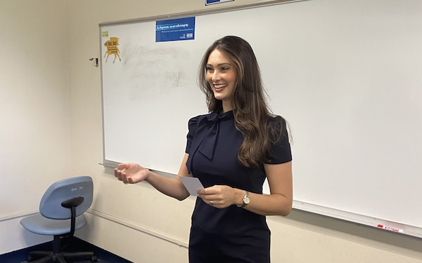 A Speech & Debate Student prepping for her speech.