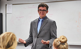 A student presents