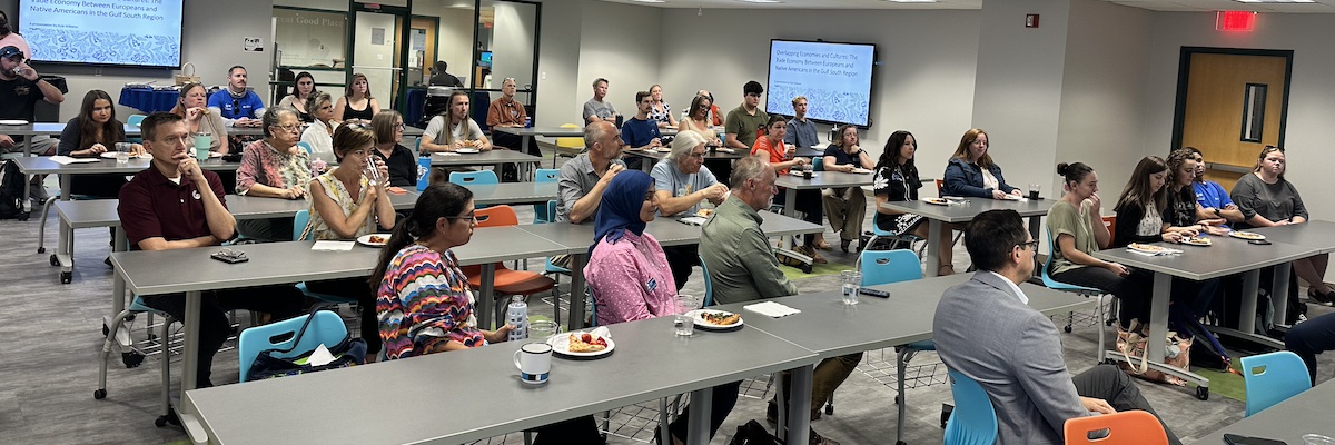 Faculty, staff, and students attending a Scholarship Spotlight Event