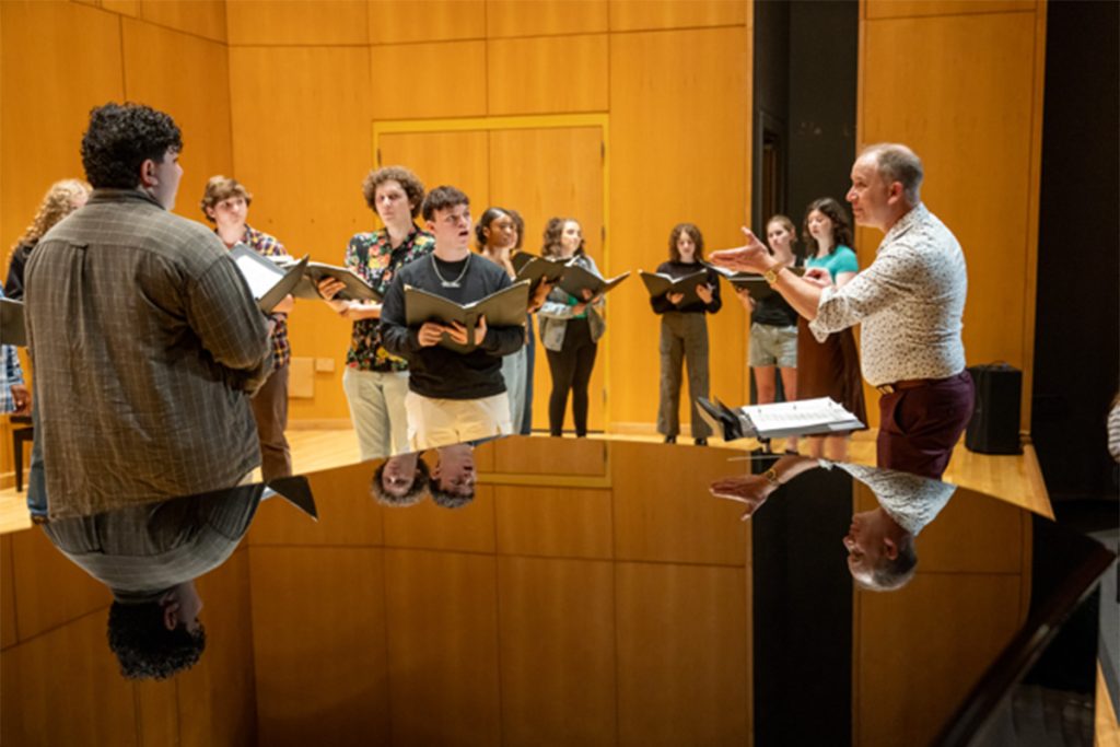 Students practicing music.