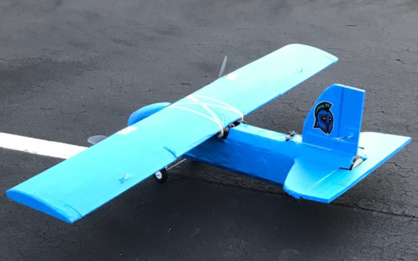 Blue plane built by Design Build Fly engineering team