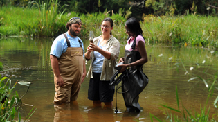 Jane Caffrey students getting wetland samples