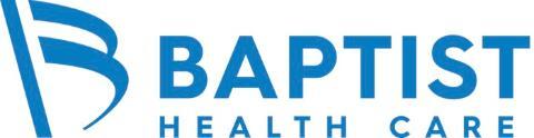 Logo with Baptist Healthcare written in blue letters.