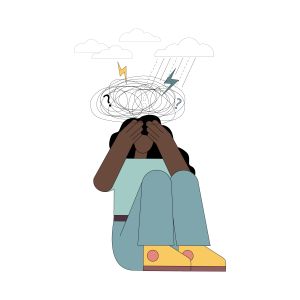 Illustration of a woman seated on the floor